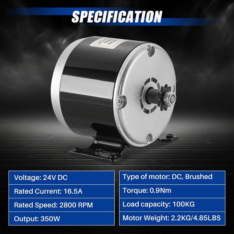 MYFULLY 24V DC 350W Brushed Permanent Magnet Electric Motor Generator Small Electric Scooter DC Motor 2800RPM for Electric Scooter Drive Speed Control, E-Bike, Wind Turbine PMA Generator (350, Watts) - Image 5